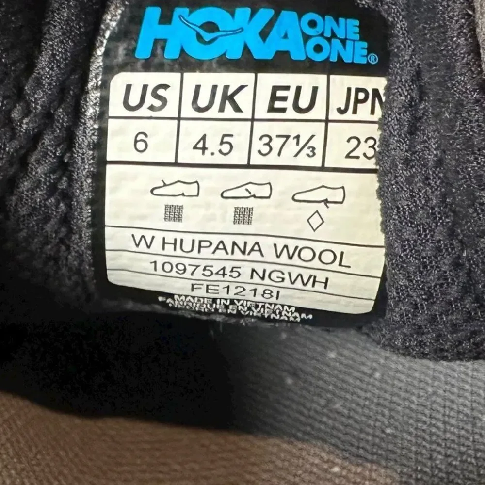 Hoka One One W Hupana Supportive Wool Gray Running Sneakers US 6 / EU 37.5 NIB